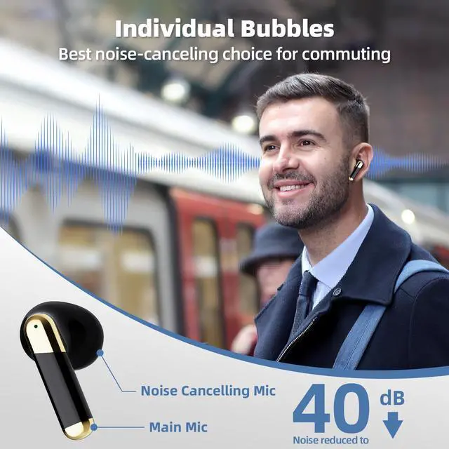 Alt view image 5 of 7 - Wireless Earbuds with TikTok Remote Control, Bluetooth 5.3 Earphones with 40Hrs Playtime, ENC Clear Call Mic (Not ANC)13mm Deep Bass, Smart Headphones for iPhone Laptop Computer Sports(black)
