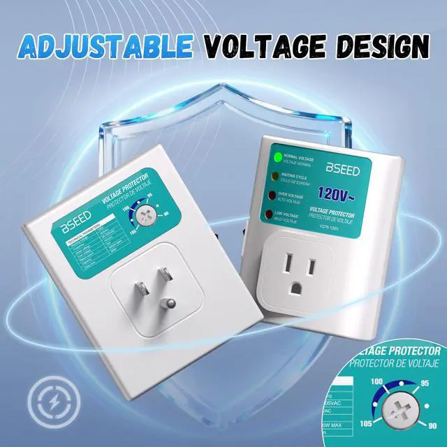 Alt view image 5 of 7 - Single Outlet Surge Protector for Refrigerator, Power Surge Protector with Ground Protected Light Indicators, Adjustable Voltage Protector for Washing Machine, TV and Freezer, 15A, 120V,1 Pack
