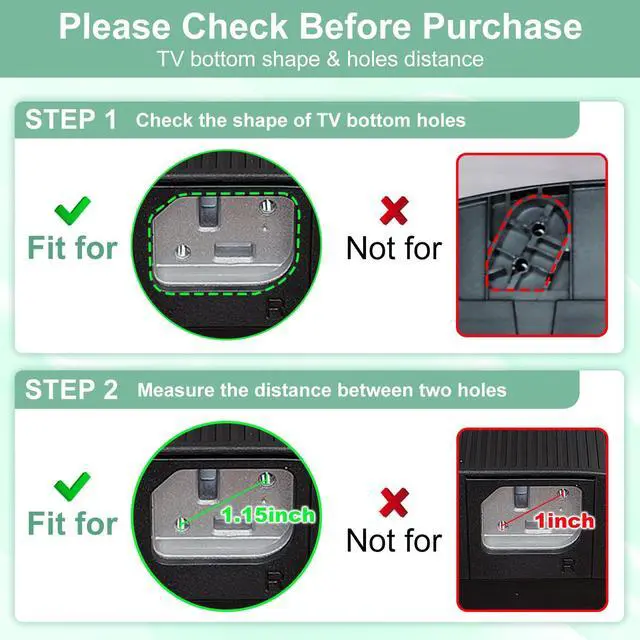 Alt view image 2 of 7 - TV Legs for Toshiba TV Stand Replacement, Only for Toshiba 43C350LU 50C350LU 55C350KU 55C350LU, for 43" 50" 55" Toshiba TV Legs with Screws Set, Easy to Install, Black