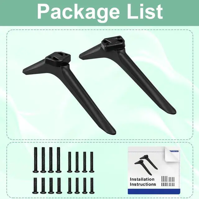 Alt view image 7 of 7 - TV Legs for Toshiba TV Stand Replacement, Only for Toshiba 43C350LU 50C350LU 55C350KU 55C350LU, for 43" 50" 55" Toshiba TV Legs with Screws Set, Easy to Install, Black