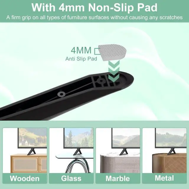 Alt view image 6 of 7 - TV Legs for Toshiba TV Stand Replacement, Only for Toshiba 43C350LU 50C350LU 55C350KU 55C350LU, for 43" 50" 55" Toshiba TV Legs with Screws Set, Easy to Install, Black