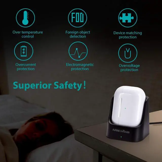 Alt view image 3 of 7 - Airpods Charger, Wireless Charger for Airpods Pro and Airpods -Black