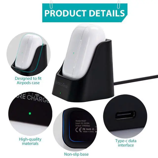 Alt view image 4 of 7 - Airpods Charger, Wireless Charger for Airpods Pro and Airpods -Black