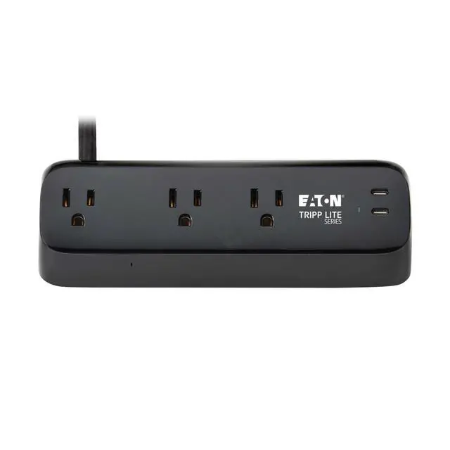 Alt view image 6 of 7 - Eaton series Desk Clamp Power Strip Surge Protector, 3-Outlets, 2x 30W USB-C Charging Ports, 900 Joules, 10ft Braided Flat Extension Cord, Manufacturer's (TLP310U30CLAMPB)