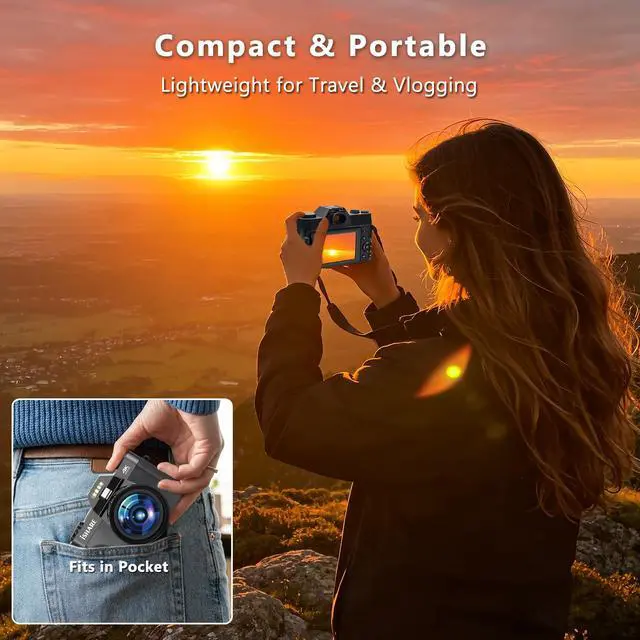Alt view image 7 of 7 - 4K Digital Camera for Photography 48MP, WiFi 180° Flip Screen | Anti-shake, 16X zoom, Wide-angle and Macro lens, Rechargeable battery, for YouTube vlogging, Travel, Teens, Beginners