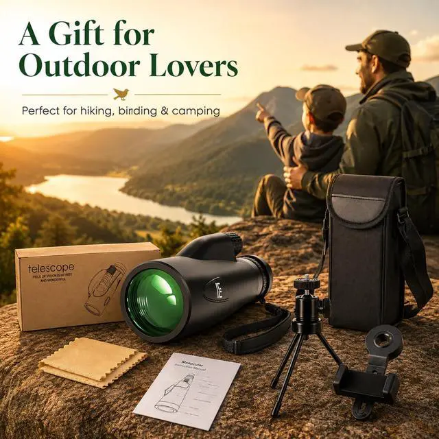 Alt view image 3 of 7 - Birthday Gifts for Men Dad Husband, 10-30x50 Monocular for Hiking Camping | Zoom, Tech Gifts for Fathers Day & Christmas, with Phone Adapter & Tripod, Gifts for Outdoors Birdwatching Photography Hunt