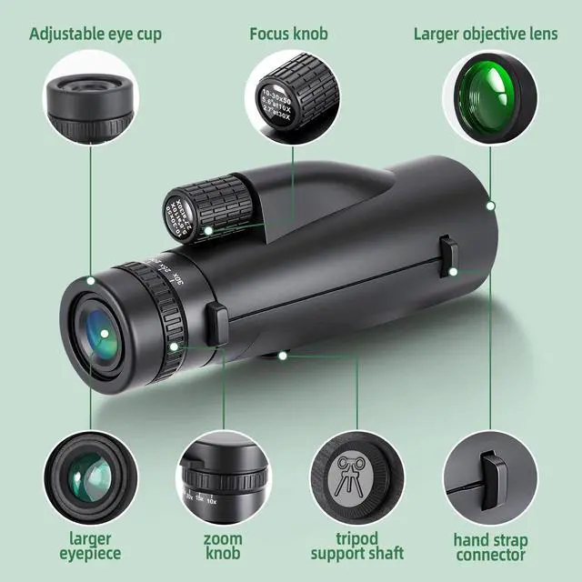 Alt view image 5 of 7 - Birthday Gifts for Men Dad Husband, 10-30x50 Monocular for Hiking Camping | Zoom, Tech Gifts for Fathers Day & Christmas, with Phone Adapter & Tripod, Gifts for Outdoors Birdwatching Photography Hunt