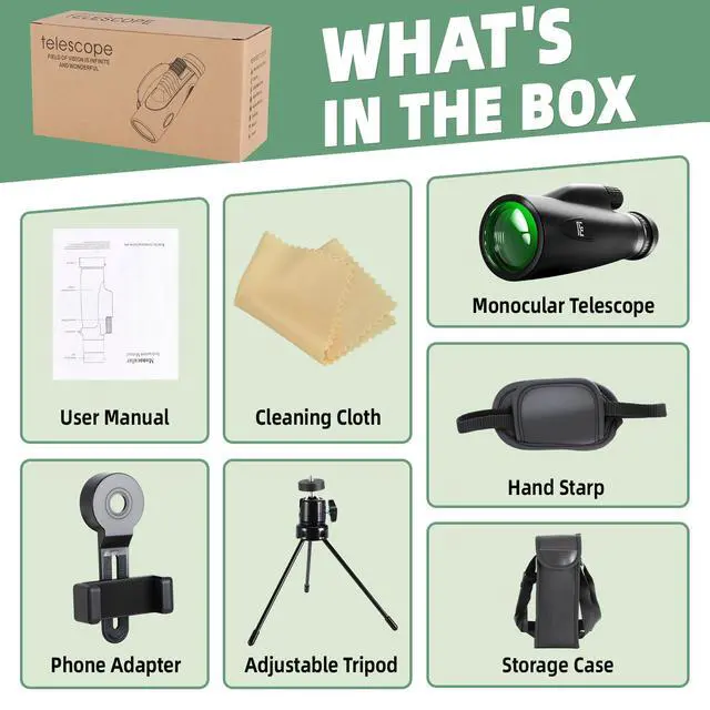 Alt view image 7 of 7 - Birthday Gifts for Men Dad Husband, 10-30x50 Monocular for Hiking Camping | Zoom, Tech Gifts for Fathers Day & Christmas, with Phone Adapter & Tripod, Gifts for Outdoors Birdwatching Photography Hunt