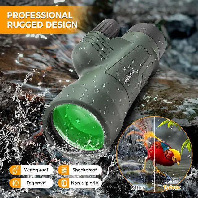 Alt view image 6 of 7 - 10X50 BAK4 High Power Prism Monocular Compact Handheld Monoscope | Waterproof Fogproof Shockproof for Wildlife,Multi-Coated Optics,Rubber Armor,Non-Slip Grip,With Portable Hand Strap