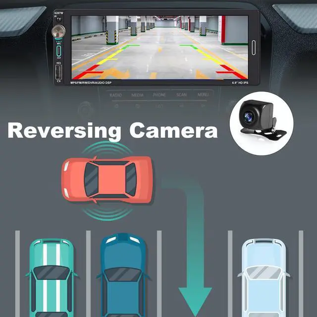 Alt view image 6 of 7 - Single Din Car Touchscreen(6.9") Radio with Wireless Apple CarPlay | Android Auto Bluetooth Type-C USB (2.1A Fast Charge) Backup Camera Car Stereo with Knob Headunit Audio Receiver