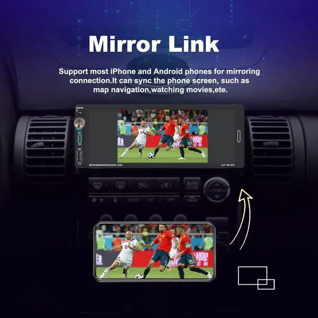 Alt view image 4 of 7 - Single Din Car Touchscreen(6.9") Radio with Wireless Apple CarPlay | Android Auto Bluetooth Type-C USB (2.1A Fast Charge) Backup Camera Car Stereo with Knob Headunit Audio Receiver
