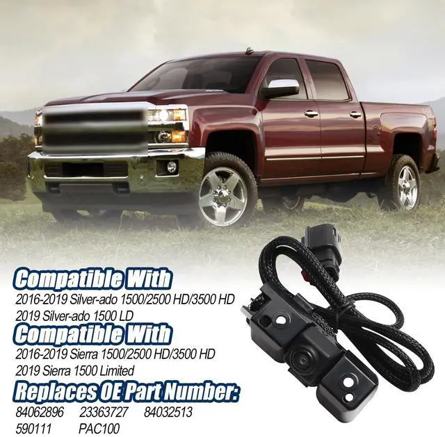 Alt view image 2 of 6 - Backup Rear View Camera Compatible with 2016 2017 2018 2019 Silvera-do Sierra 1500 2500 3500 Park Assist Reverse Cameras with Power Tailgate Plug Replaces 84062896,23363727