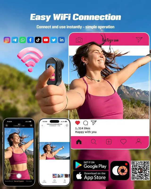 Alt view image 3 of 7 - Mini Body Camera, 4K Action Camera Wearable POV Thumb Camera | Magnetic with 1.47" Screen, 360°Rotatable Clip, IP65 Waterproof Thumb Size for TikTok YouTube Vlogging Traveling (32GB Crad)
