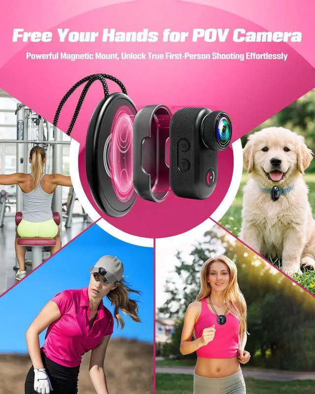 Alt view image 6 of 7 - Mini Body Camera, 4K Action Camera Wearable POV Thumb Camera | Magnetic with 1.47" Screen, 360°Rotatable Clip, IP65 Waterproof Thumb Size for TikTok YouTube Vlogging Traveling (32GB Crad)