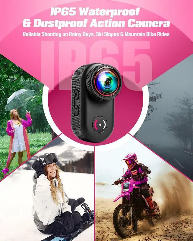 Alt view image 7 of 7 - Mini Body Camera, 4K Action Camera Wearable POV Thumb Camera | Magnetic with 1.47" Screen, 360°Rotatable Clip, IP65 Waterproof Thumb Size for TikTok YouTube Vlogging Traveling (32GB Crad)