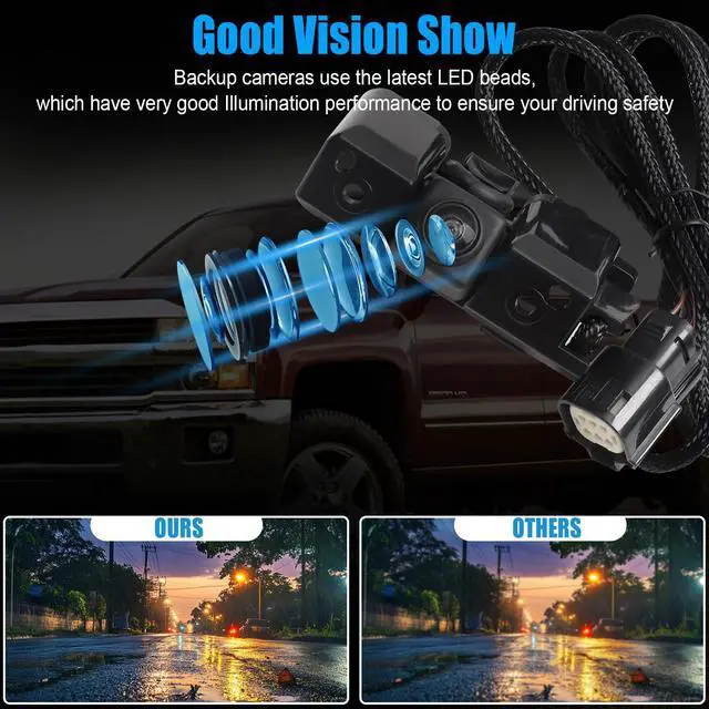 Alt view image 5 of 6 - Backup Rear View Camera Compatible with 2016 2017 2018 2019 Silvera-do Sierra 1500 2500 3500 Park Assist Reverse Cameras with Power Tailgate Plug Replaces 84062896,23363727