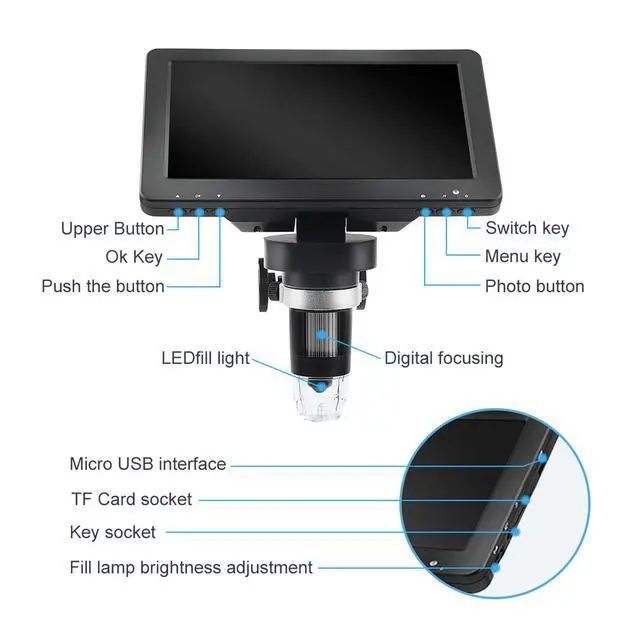 Alt view image 7 of 7 - 7 inch Coin Microscope, DM9 7" Digital Microscope: 1080P 1200X Coin Microscope Magnifier, 12MP Ultra-Precise Focusing LCD Soldering Microscopes for Adults, PC View