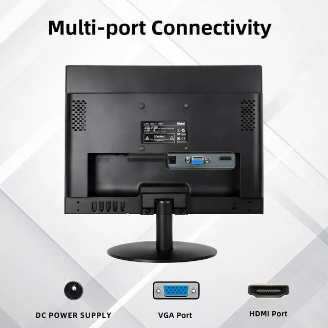 Alt view image 3 of 7 - 15 Inch Monitor HD 1024 * 768 Screen with VGA, HDMI, 4:3 Aspect Ratio, 60 Hz, VESA Mountable, TN Panel Monitor for PC, Computer, Laptop, Raspberry Pi, Black