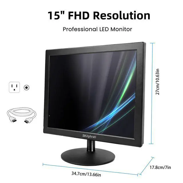 Alt view image 4 of 7 - 15 Inch Monitor HD 1024 * 768 Screen with VGA, HDMI, 4:3 Aspect Ratio, 60 Hz, VESA Mountable, TN Panel Monitor for PC, Computer, Laptop, Raspberry Pi, Black