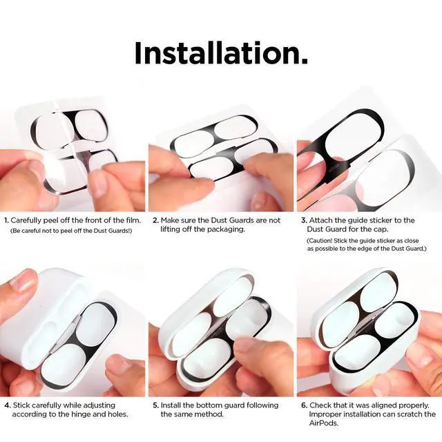 Alt view image 6 of 7 - Dust Guard for AirPods Pro 1 & 2 | Protects from Iron/Metal Dust (1 Set, Dark Grey)