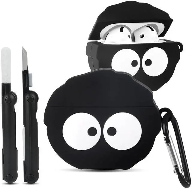 Main image of for AirPods 4 Case Cover Cute, Soft Silicone Protective, Black | with Cleaner kit, 3D Funny Anime Cartoon Character Design Case for Apple AirPods 4th Generation for Women Men Girls Boys