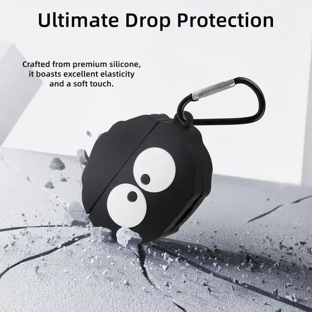 Alt view image 4 of 7 - for AirPods 4 Case Cover Cute, Soft Silicone Protective, Black | with Cleaner kit, 3D Funny Anime Cartoon Character Design Case for Apple AirPods 4th Generation for Women Men Girls Boys