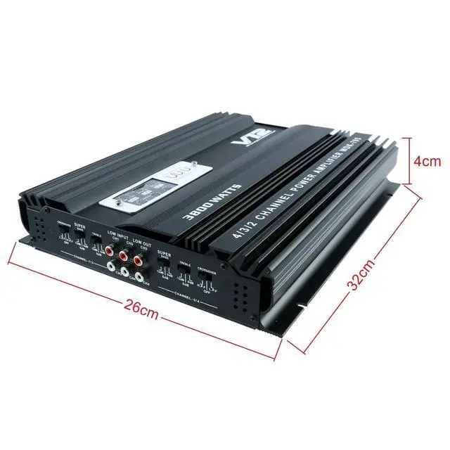 Alt view image 3 of 7 - 4 Channel High Power Amplifier - Slim Stereo 4 Channel Car Audio Stereo Amplifier Amp 4Ohm