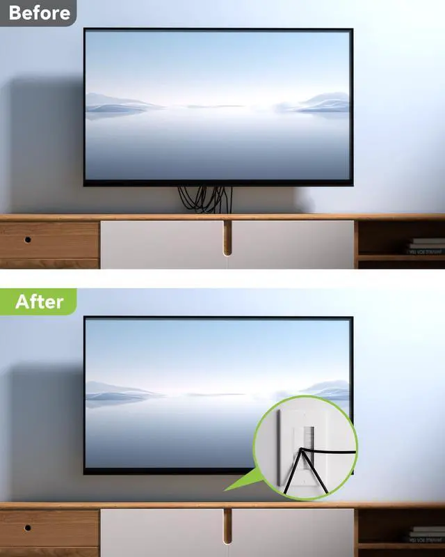 Alt view image 4 of 7 - 10 Pack Brush Wall Plate, Single Gang Cable Pass Through, White | Cord Hider for Low Voltage Wires, In Wall Cable Management for Wall Mount TV, HDTV, Home Theater Systems