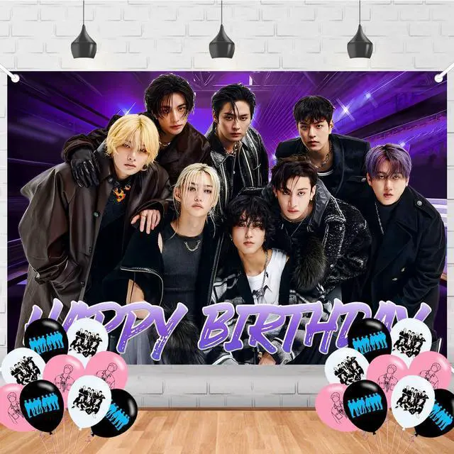 Main image of Stray Kids Merch 5 Star Birthday Party Backdrop and Decoration Kpop Music Banner Shoot Photo Background Props for Boys and Girls - 5x3ft