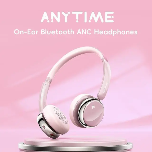 Alt view image 2 of 7 - Anytime Active Noise Cancelling Bluetooth 5.4 Retro Headphones, 58H Playtime, with Microphone,Light Weight Earphones Comfort Headsets for Travel,Home (Titanium Gold)