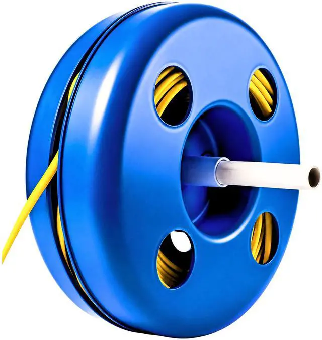 Main image of NM-B Blue Wire Dispenser for 125-250 FT Wire Coils, Portable Electrical Wire Organizer, Heavy-Duty Polypropylene Cable Reel, Made in USA, 16" OD x 15" ID for Electricians & Contractors