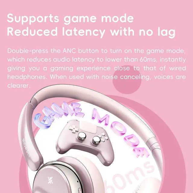 Alt view image 7 of 7 - Anytime Active Noise Cancelling Bluetooth 5.4 Retro Headphones, 58H Playtime, with Microphone,Light Weight Earphones Comfort Headsets for Travel,Home (Titanium Gold)