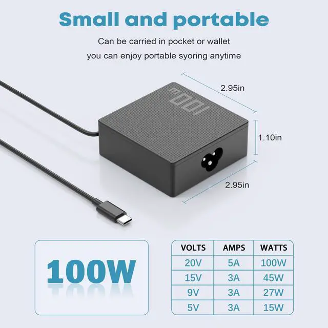 Alt view image 3 of 7 - 100W 65W USB C Laptop Charger | Compatible with Asus ROG Ally X/Z1 Ally Dock Flow X13/Z13 GV301/GV302/GZ301 ZenBook 14/14X/S13 Zephyrus G18/G16/G14 Strix