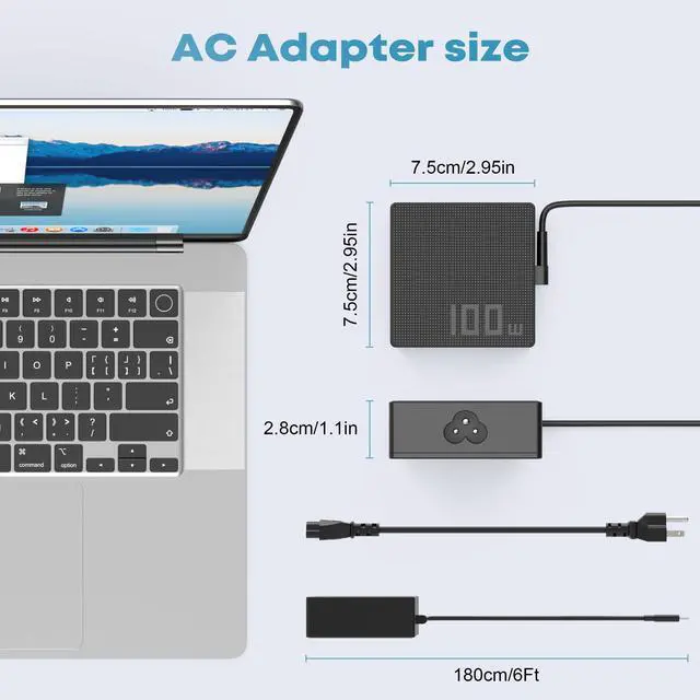 Alt view image 7 of 7 - 100W 65W USB C Laptop Charger | Compatible with Asus ROG Ally X/Z1 Ally Dock Flow X13/Z13 GV301/GV302/GZ301 ZenBook 14/14X/S13 Zephyrus G18/G16/G14 Strix