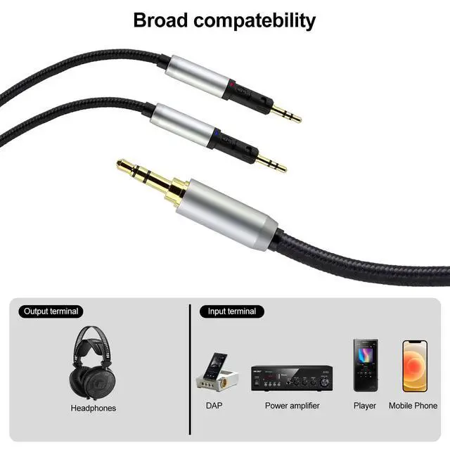 Alt view image 7 of 7 - Replacement Cable for Audio-Technica ATH-R70X R70XA Headphone Cable 4 Core Braid OFC Cable 4.4mm Balanced Plug 6.5FT Length