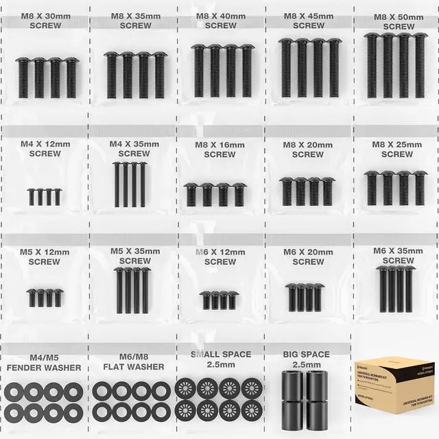 Main image of TV Mount Screws Universal TV Installation Hardware Kit Includes M4 M5 M6 M8 Sets Screws and Spacers for Samsung, Vizio, LG, TCL, Sony, Sharp, Philips, Panasonic & More Up to 100" HTA001