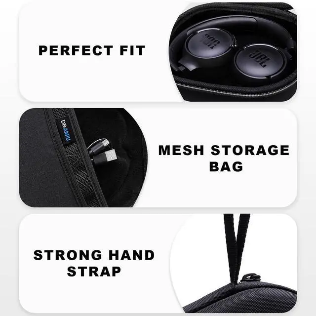 Alt view image 3 of 7 - Hard Case for JBL Headphones, Black | Compatible with JBL Junior 320/ 320BT/Junior 470NC/JR 460NC/ Tune 520BT 510BT 720BT 770NC 670NC/ Live 670NC 770NC Headphone