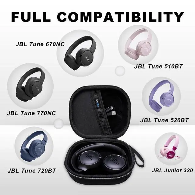Alt view image 2 of 7 - Hard Case for JBL Headphones, Black | Compatible with JBL Junior 320/ 320BT/Junior 470NC/JR 460NC/ Tune 520BT 510BT 720BT 770NC 670NC/ Live 670NC 770NC Headphone