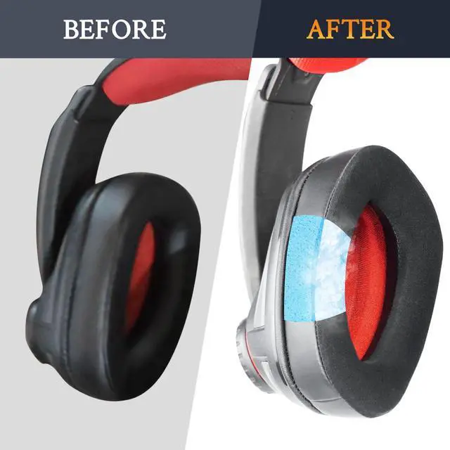 Alt view image 4 of 6 - Cooling Gel Earpads Replacement for Sennheiser GSP 370/350/303/302/301/300 Headphones, Ear Pads Cushions for GSP370, GSP350 Headset, with Noise Isolation Memory Foam - Black