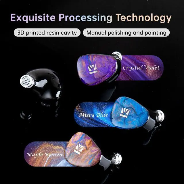 Alt view image 2 of 7 - KBEAR KB02 Colorful Resin Shell in Ear Monitor Headphones, Bone Conduction Dynamic Driver Wired Earbuds, IEM Headphones HiFi Earphones with 2Pin 4N OFC Cable 3.5mm Plug for Singers Musicians, Purple