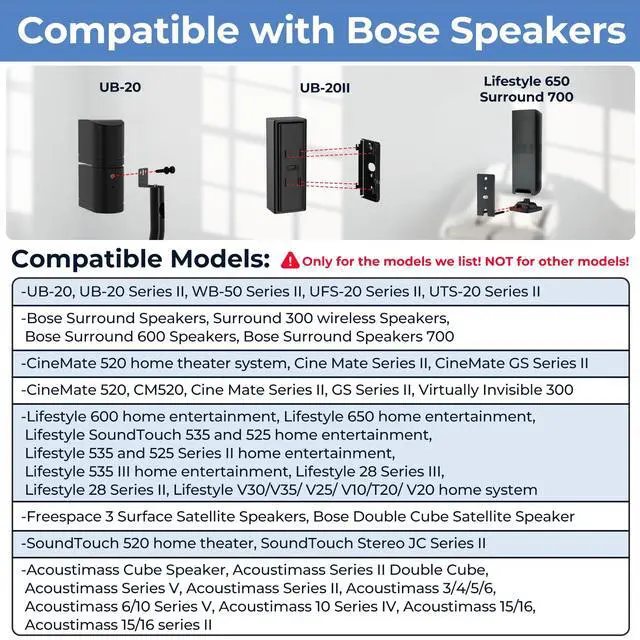 Alt view image 2 of 7 - Pack of 1 Height Adjustable Stand for Bose Speaker Stands, with Slideconnect Bracket, for Surround 700, OmniJewel Lifestyle 650, CineMate GS Series II, for Bose 700 Speakers Stands