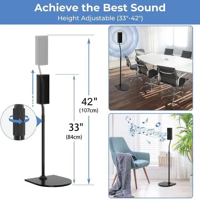 Alt view image 5 of 7 - Pack of 1 Height Adjustable Stand for Bose Speaker Stands, with Slideconnect Bracket, for Surround 700, OmniJewel Lifestyle 650, CineMate GS Series II, for Bose 700 Speakers Stands