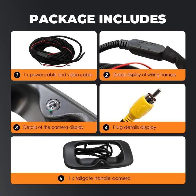 Alt view image 5 of 7 - Tailgate Handle Backup Camera Fit 1999-2006 Silverado/Sierra 1500 | 1916102,Fit 1999-2006 2500 3500 HD Pickups Reversing Rear View Park Assist Camera W/12V Power Cable 15046512 15228539