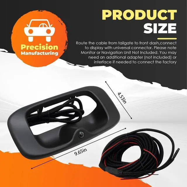 Alt view image 7 of 7 - Tailgate Handle Backup Camera Fit 1999-2006 Silverado/Sierra 1500 | 1916102,Fit 1999-2006 2500 3500 HD Pickups Reversing Rear View Park Assist Camera W/12V Power Cable 15046512 15228539