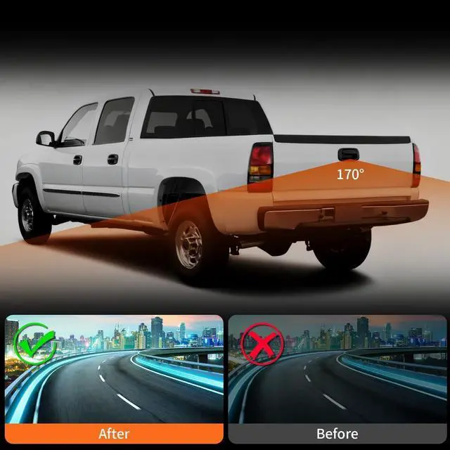 Alt view image 6 of 7 - Tailgate Handle Backup Camera Fit 1999-2006 Silverado/Sierra 1500 | 1916102,Fit 1999-2006 2500 3500 HD Pickups Reversing Rear View Park Assist Camera W/12V Power Cable 15046512 15228539