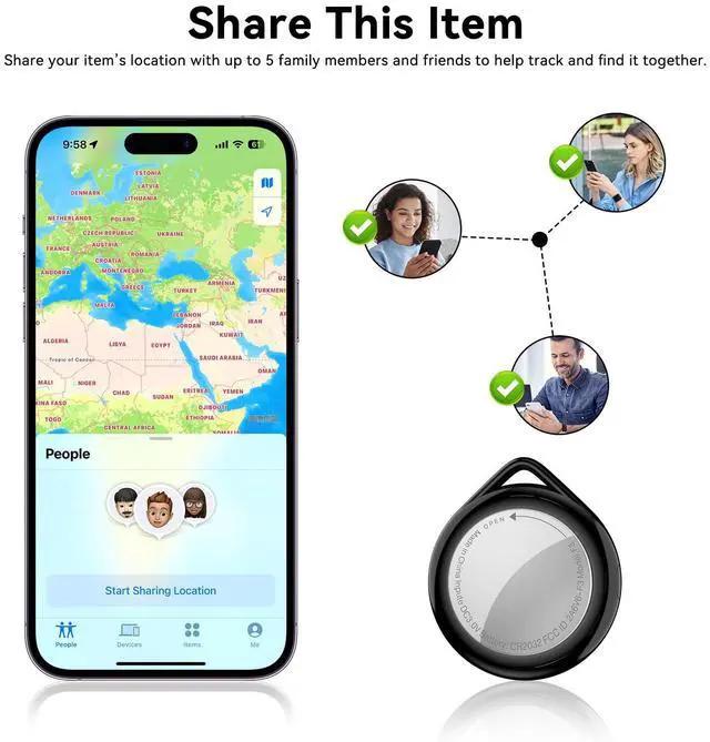 Alt view image 7 of 7 - Air Tracker Tags 4 Pack, Bluetooth Tracker & Item Finders Work with Apple Find My, Replaceable Battery, Waterproof Smart Tag for Keys, Wallet, Luggage
