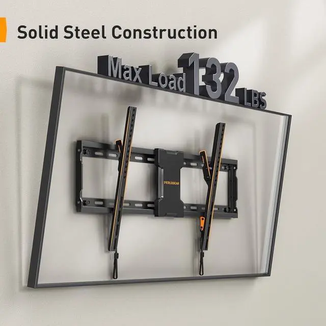 Alt view image 3 of 6 - Tilting TV Wall Mount for 3782 inch TVs up to 132 lbs | 1.5 low profile, fits 16/18/24 studs, easy lock & unlock design, 65 tilt tv wall mount max VESA 600x400mm, PGLT2