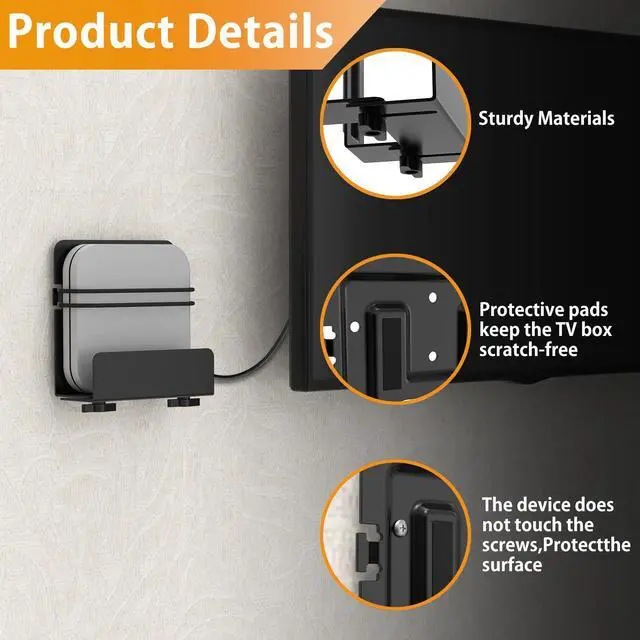 Alt view image 3 of 7 - Cable Box Mount, Modem Mount, Adjustable Cable Box Wall Mount Bracket | for Small and Wide Devices, Compatible With Media Players, Cable Boxes, Modems, DVD Players