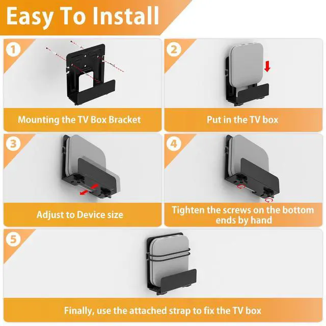 Alt view image 4 of 7 - Cable Box Mount, Modem Mount, Adjustable Cable Box Wall Mount Bracket | for Small and Wide Devices, Compatible With Media Players, Cable Boxes, Modems, DVD Players