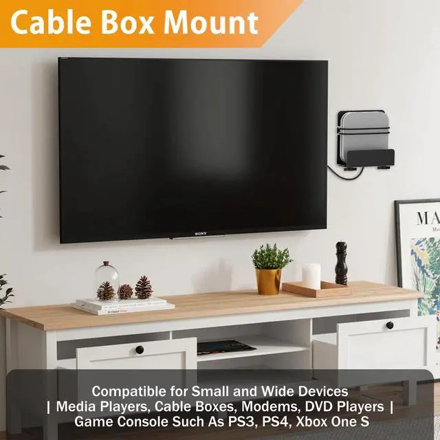 Alt view image 6 of 7 - Cable Box Mount, Modem Mount, Adjustable Cable Box Wall Mount Bracket | for Small and Wide Devices, Compatible With Media Players, Cable Boxes, Modems, DVD Players